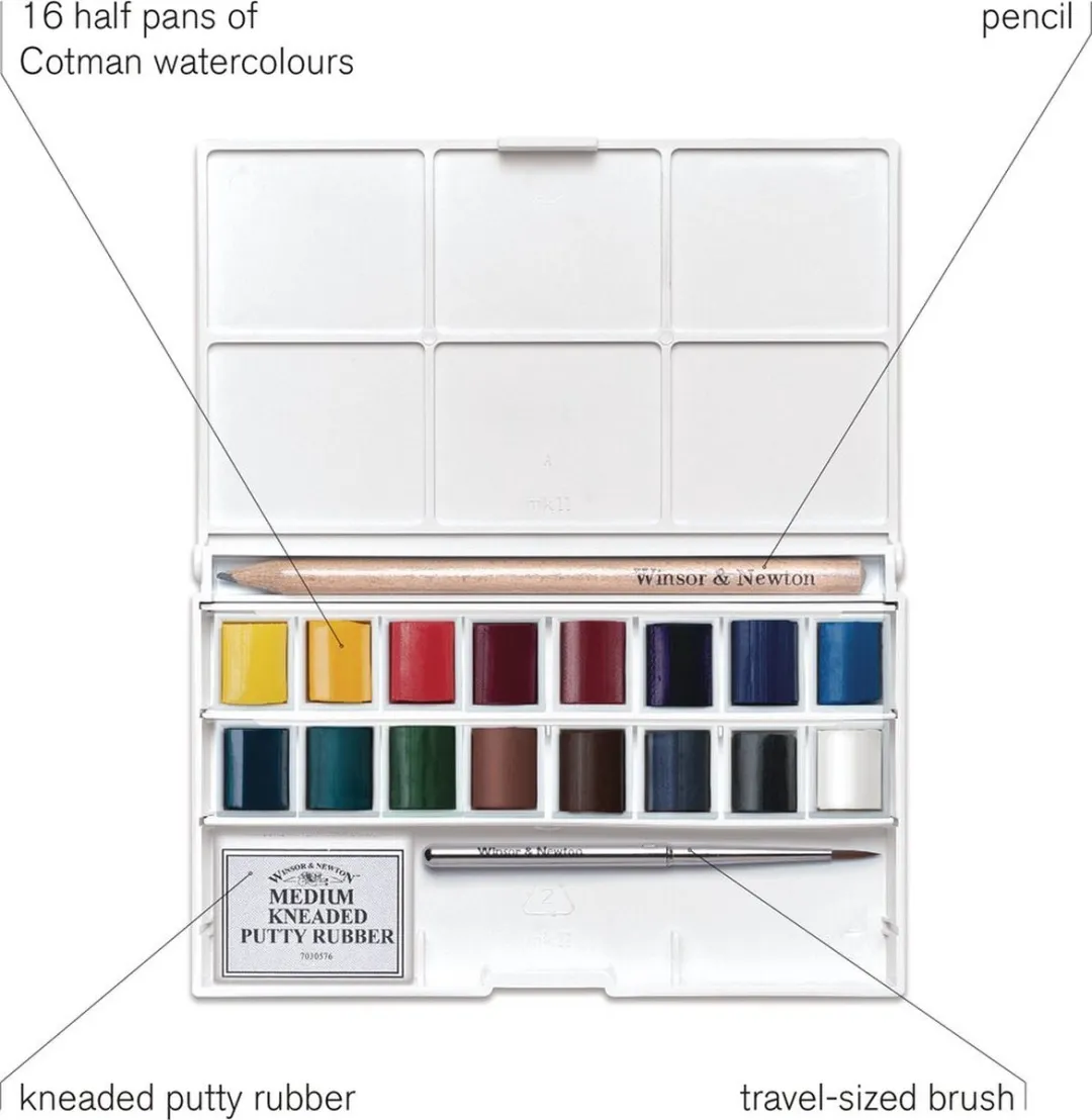 Winsor & Newton Cotman Aquarelverf Deluxe Sketcher’s Pocket Box 16 Kleuren