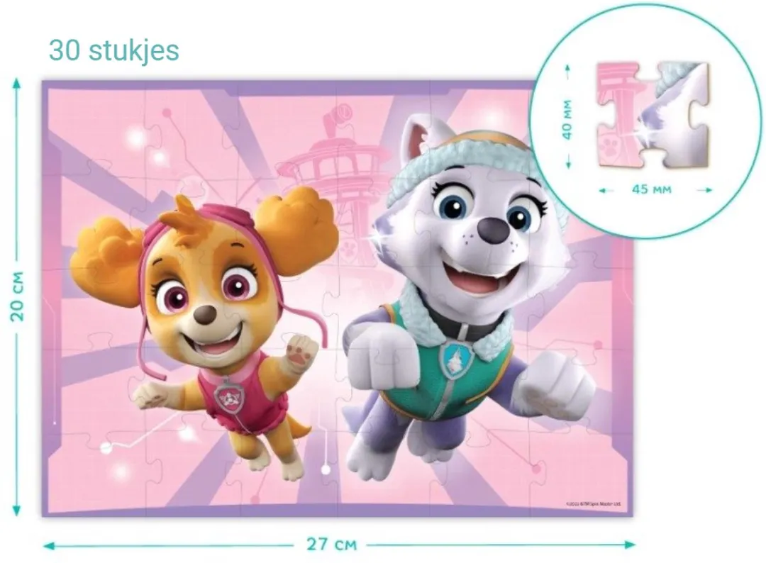 Paw Patrol Puzzel 3+ - 30 stukjes - Paw Patrol Speelgoed met Skye - Everest - Puzzel 3 jaar