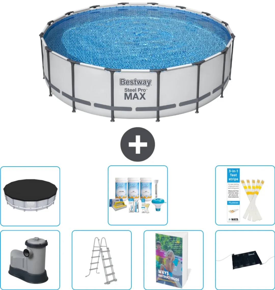 Bestway Steel Pro MAX Zwembad 488x122cm - Grijs - 19.480L