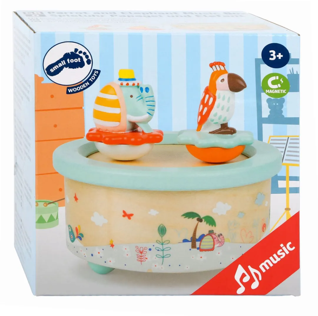 Small Foot Houten Muziekdoos Papegaai & Olifant - 11108 - Multicolor