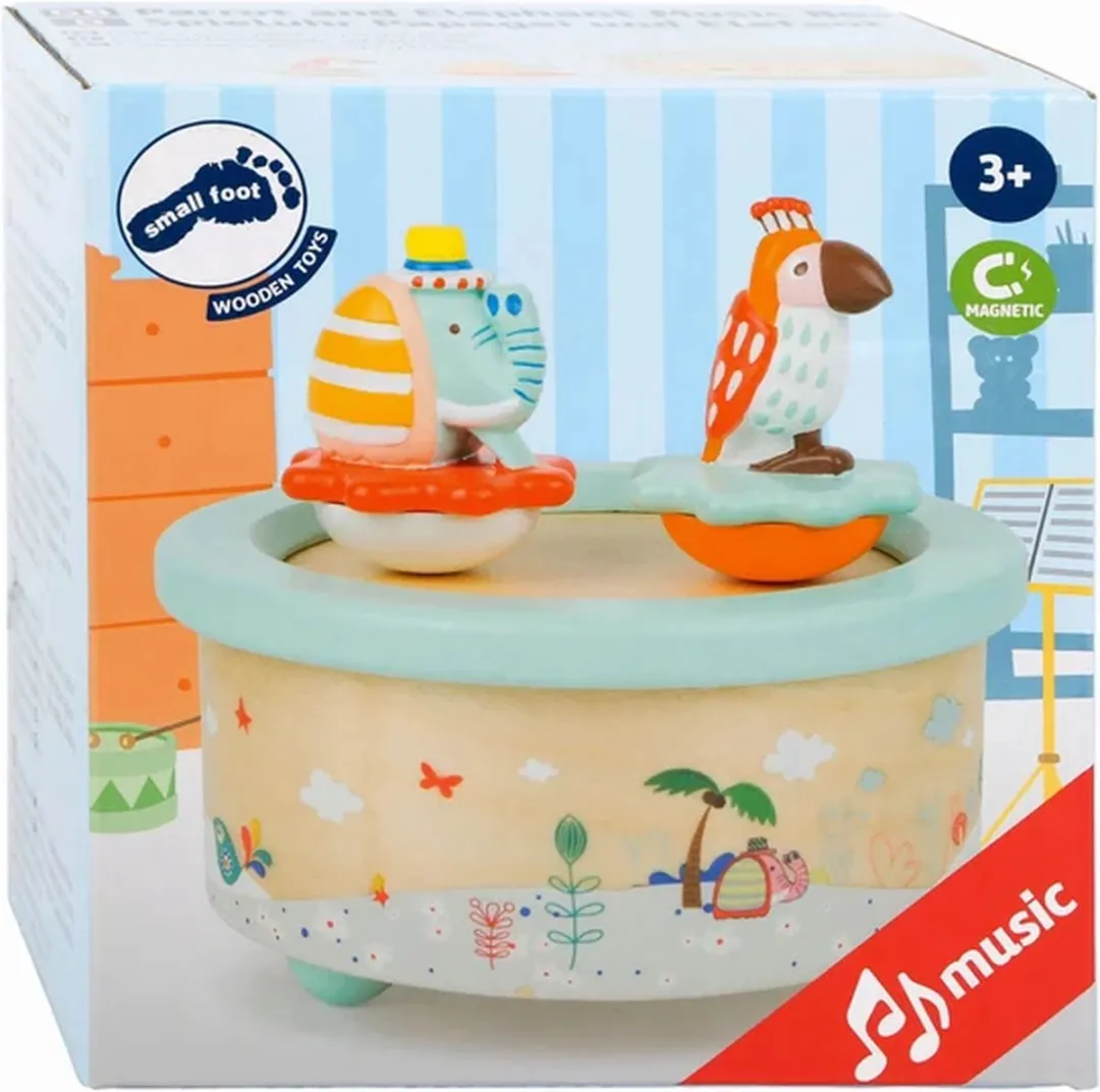 Small Foot Houten Muziekdoos Papegaai & Olifant - 11108 - Multicolor