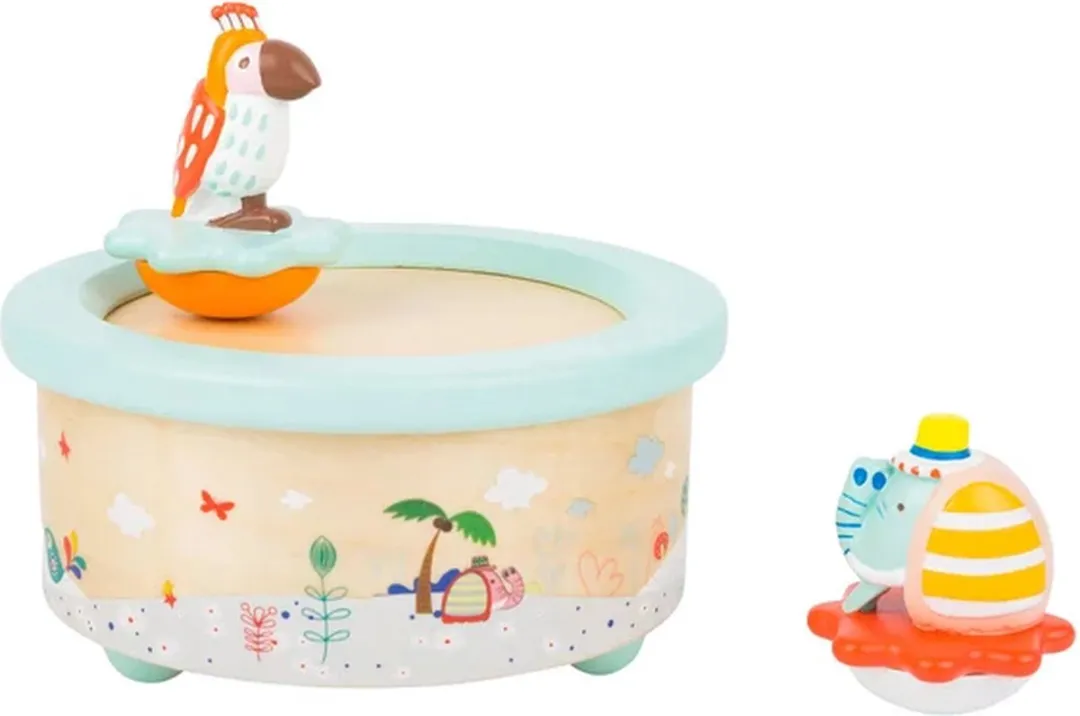 Small Foot Houten Muziekdoos Papegaai & Olifant - 11108 - Multicolor