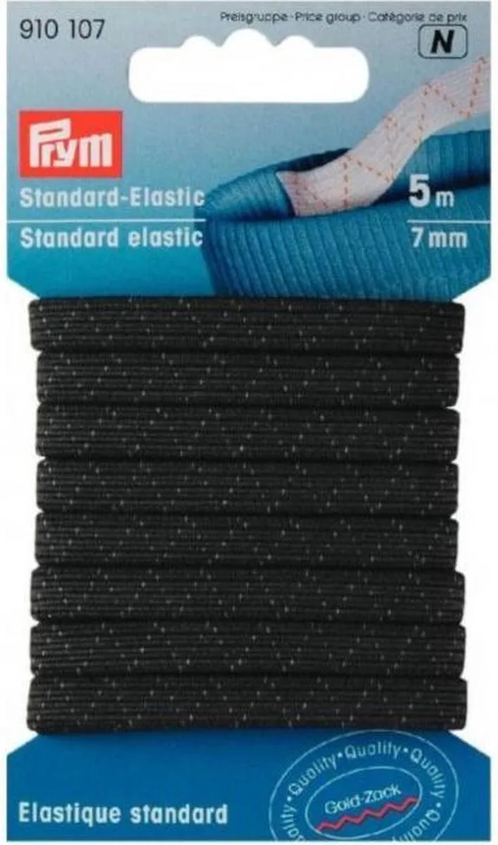 Prym Standaard Elastiek 7mm - 5m - Zwart