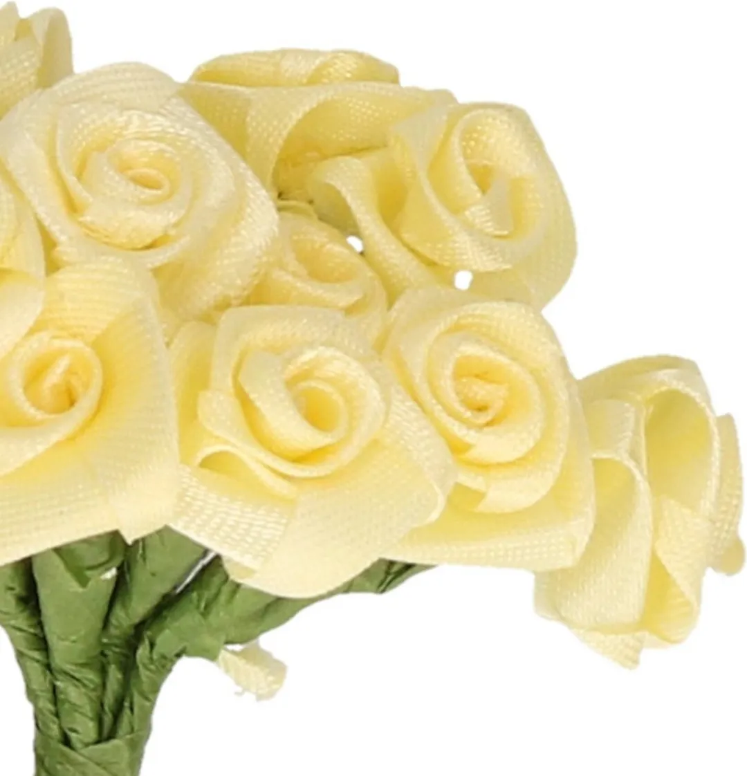 Rayher Decoratie Roosjes Satin - 24 Stuks - Zacht Geel