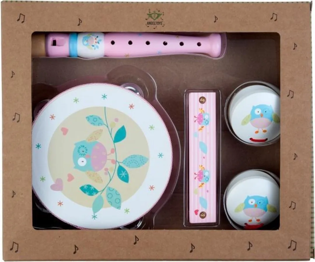 MUSIC SET 5 INSTRUMENTS - PINK OWL PRINT