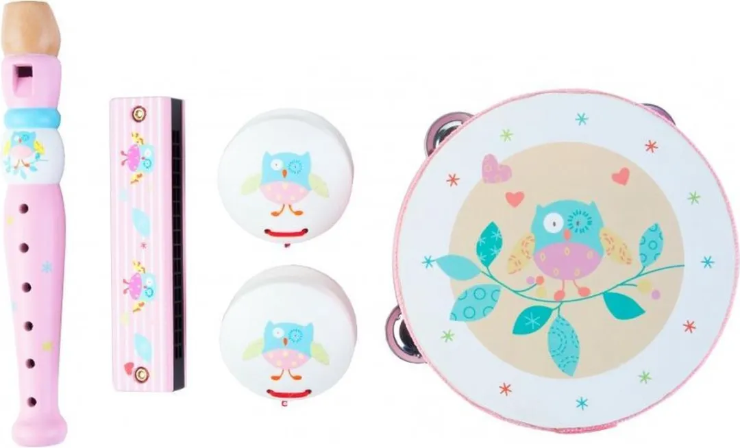 MUSIC SET 5 INSTRUMENTS - PINK OWL PRINT