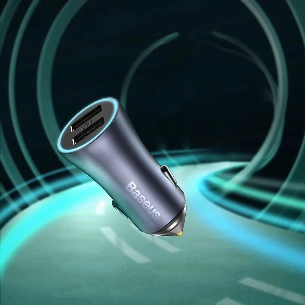 Baseus Autolader USB 2 Poorten TZCCJD-A0G - 2.4A - Grijs - afbeelding 6 van 6