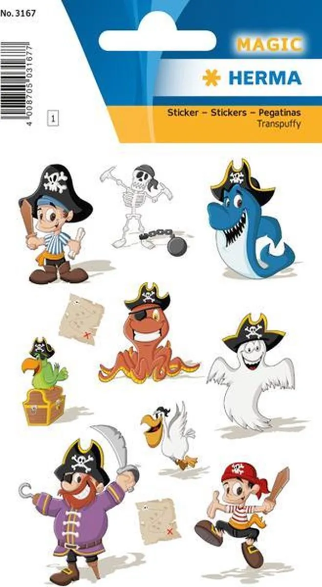 Herma Transpuffy Sticker Pirate Party
