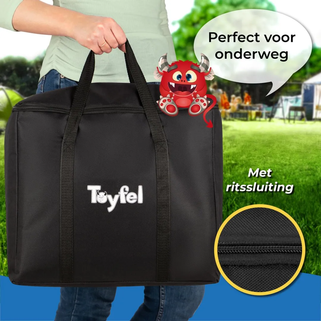 Toyfel Riski – Grote FSC® Houten Stapeltoren 70cm XXL – 54 Stapelen Stukken met Ondersteuningsbord & Scorebord – Spannend Openluchttuinspel voor het Gezin