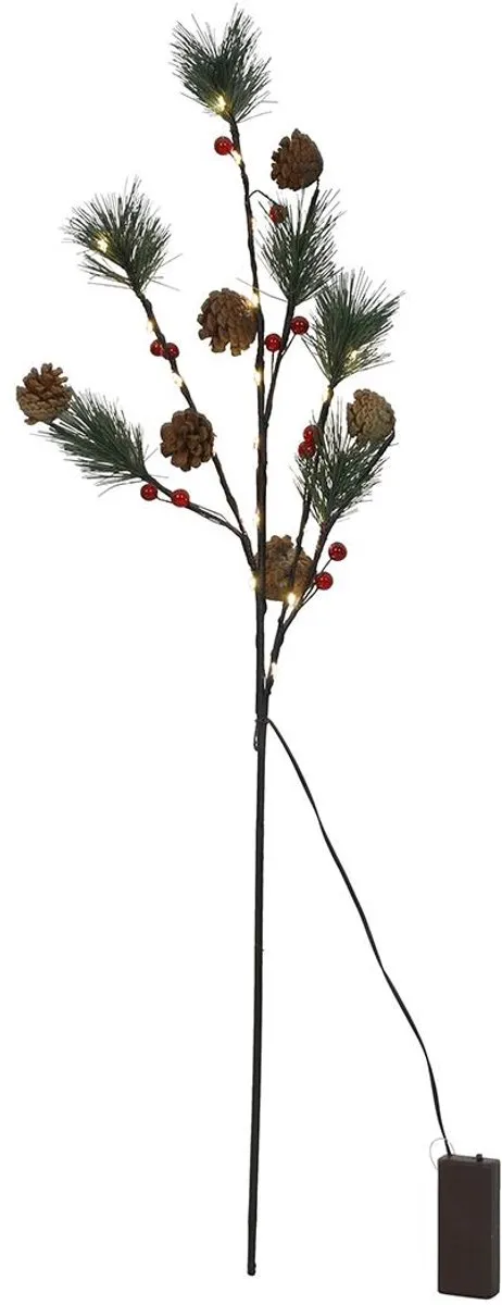 Svenska Living kunsttak LED kerstdecoratie 75cm met rode bessen.