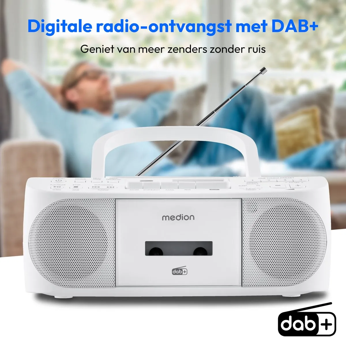Medion DRX-1 Plus Boombox - DAB+/FM/Bluetooth/CD/MP3 - Wit - afbeelding 6 van 6