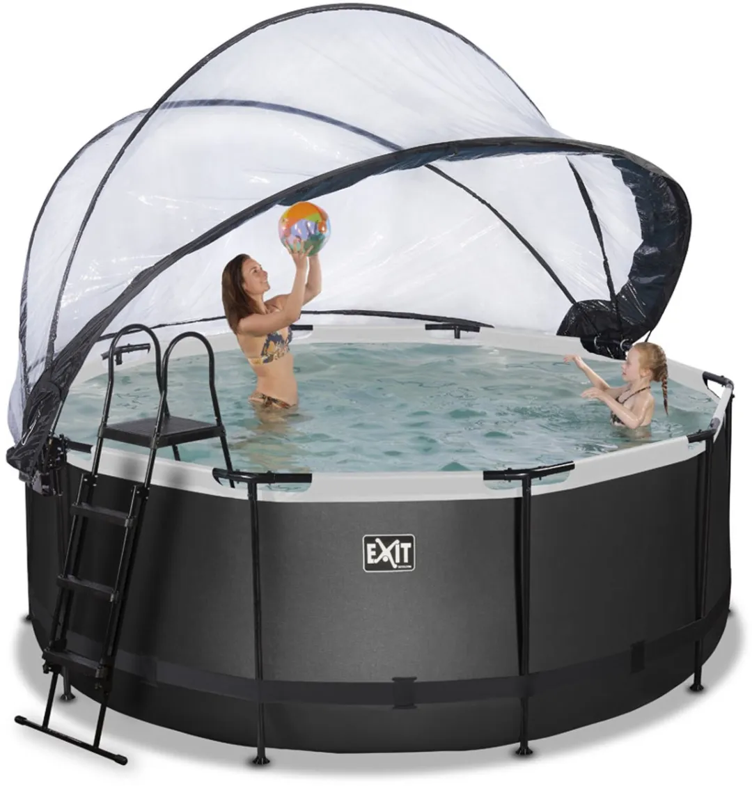 EXIT Toys zwembad 380cm Zwart - met zandfilterpomp & overkapping
