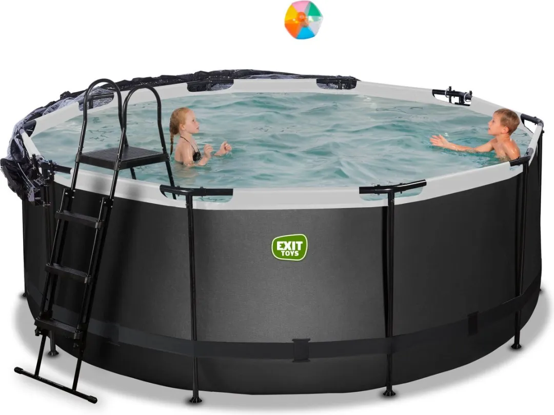 EXIT Toys zwembad 380cm Zwart - met zandfilterpomp & overkapping