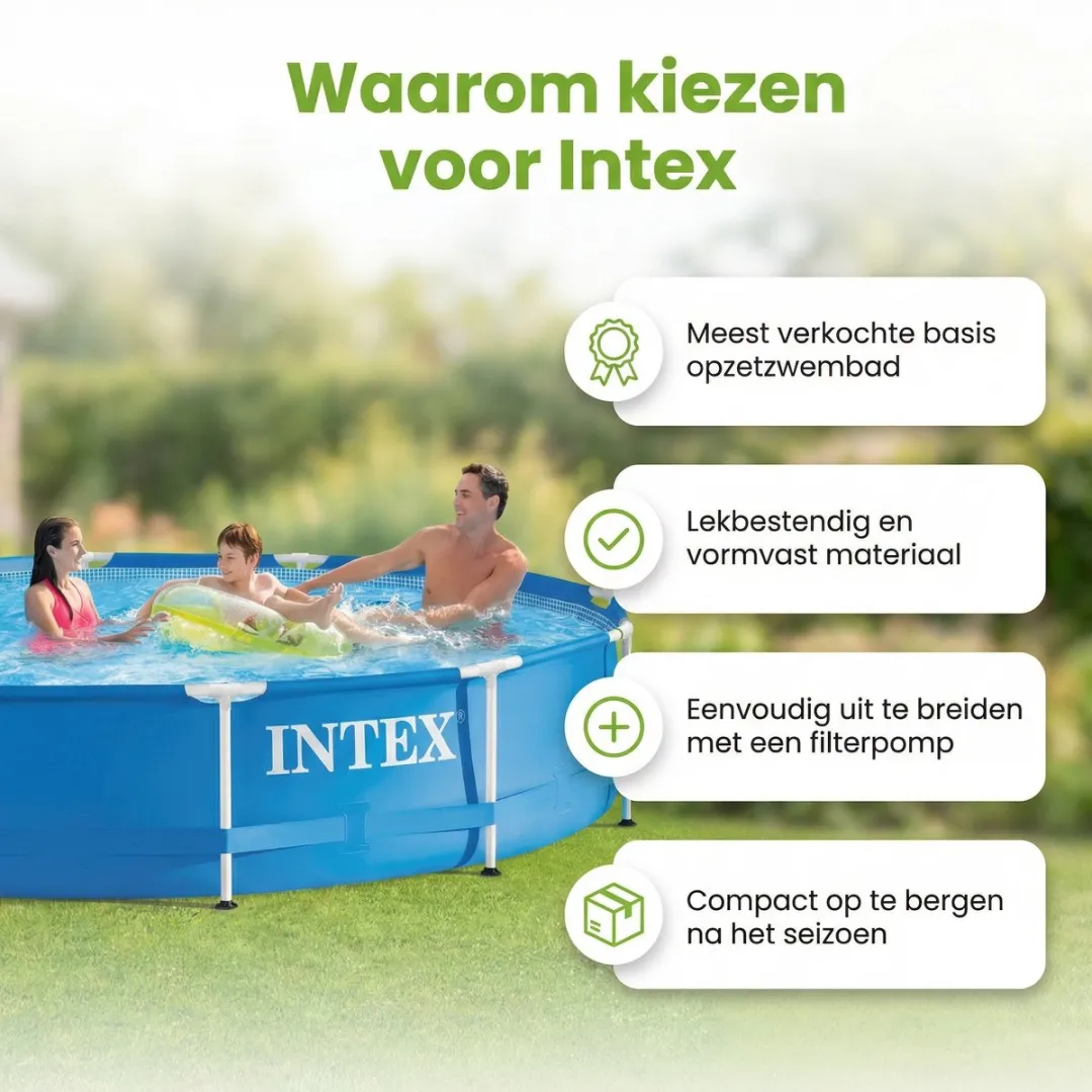 Intex 28210NP-Blauw Rond Frame Zwembad 366x76cm - Blauw - 7-delig