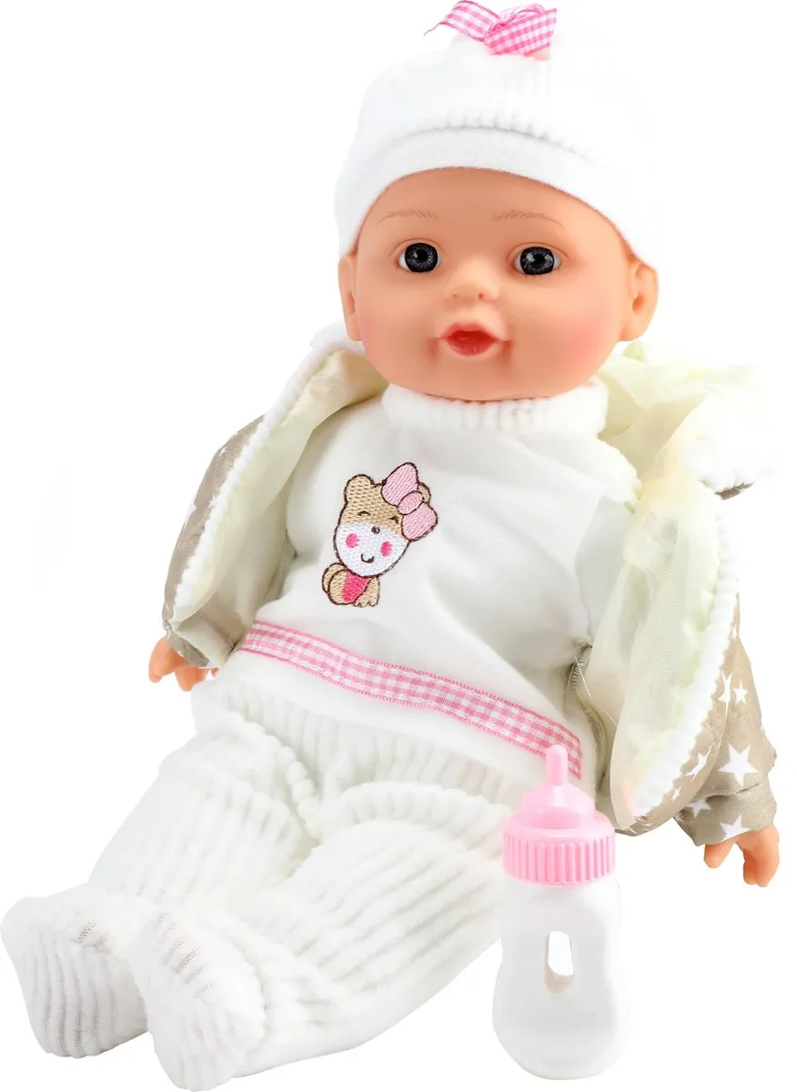 Toi-Toys Babypop Winterkleding & Flesje Blauw - 02156A