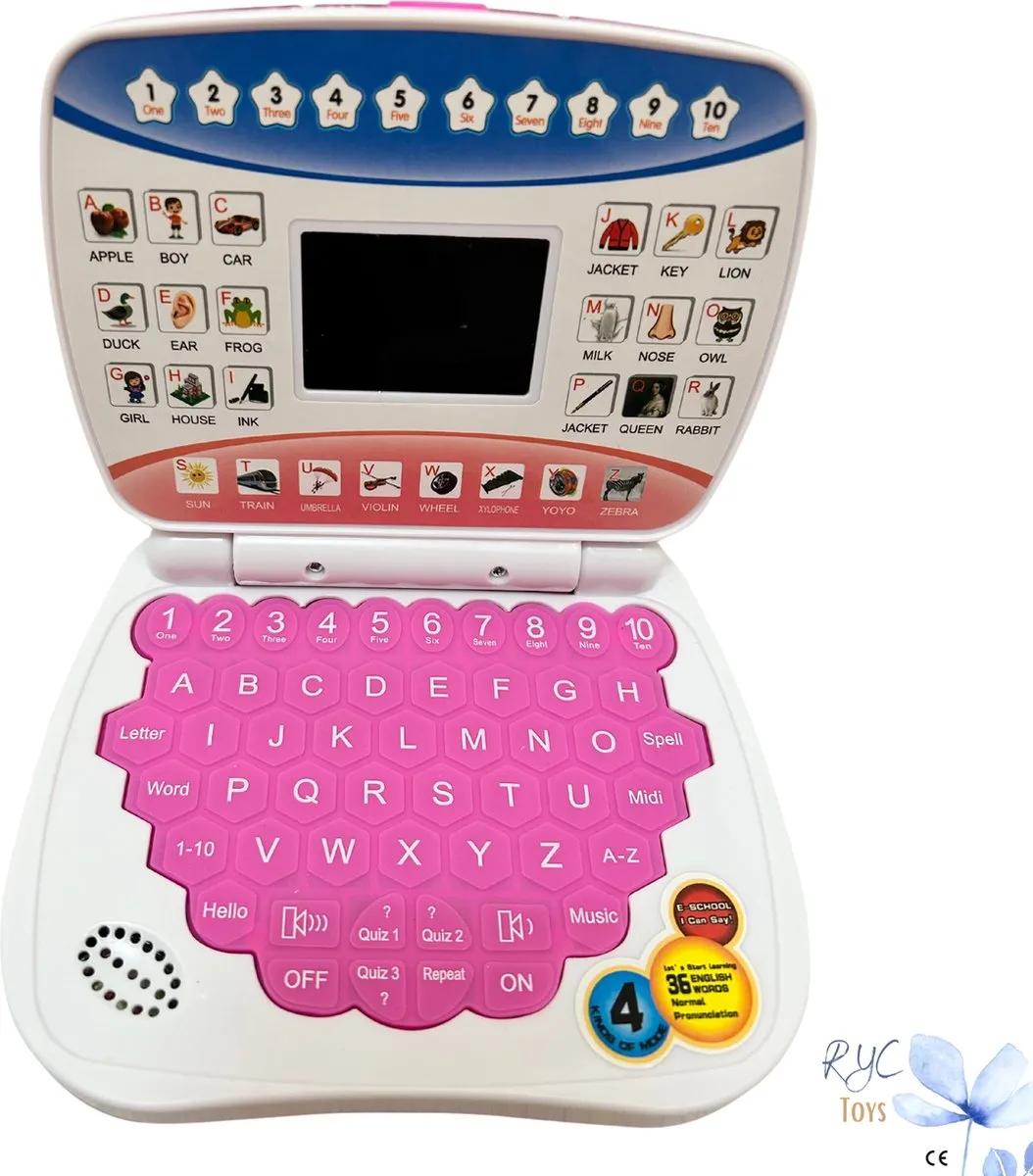 RyC Toys Laptop voor kinderen - Educatieve leercomputer met geluid en licht