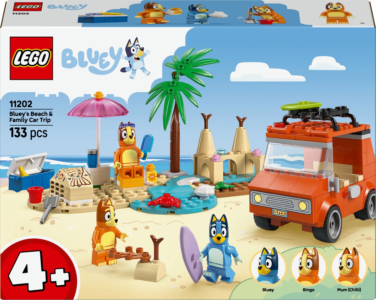 LEGO® Bluey: Bluey's Autorit naar het Strand, Bouwset - 11202