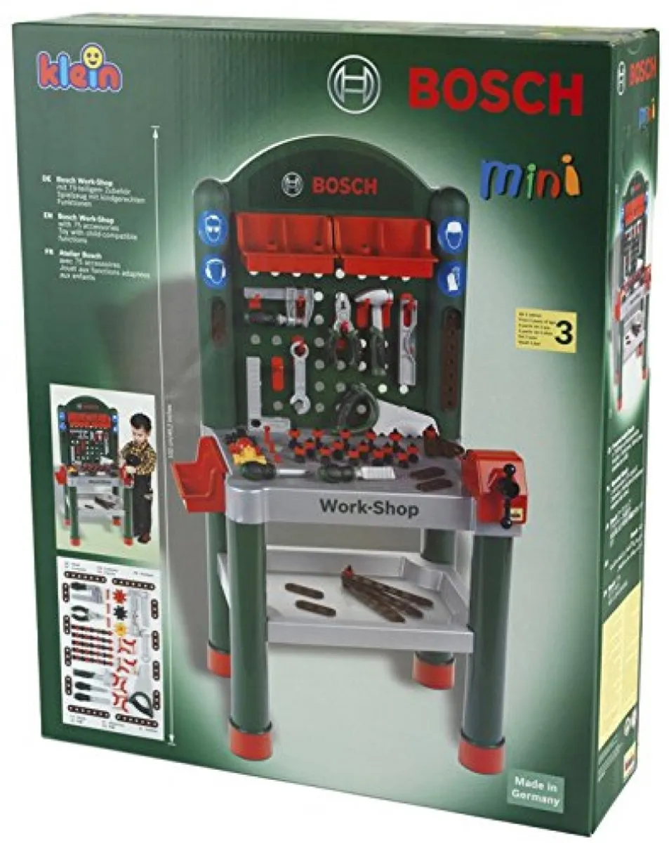 Klein Toys Bosch Mini Multifunctionele Speelgoedwerkbank - 79 Accessoires - Groen - afbeelding 6 van 6