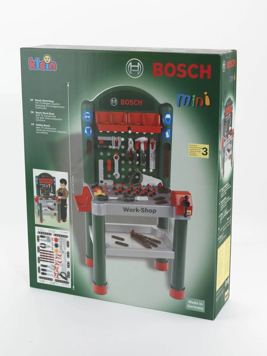 Klein Toys Bosch Mini Multifunctionele Speelgoedwerkbank - 79 Accessoires - Groen
