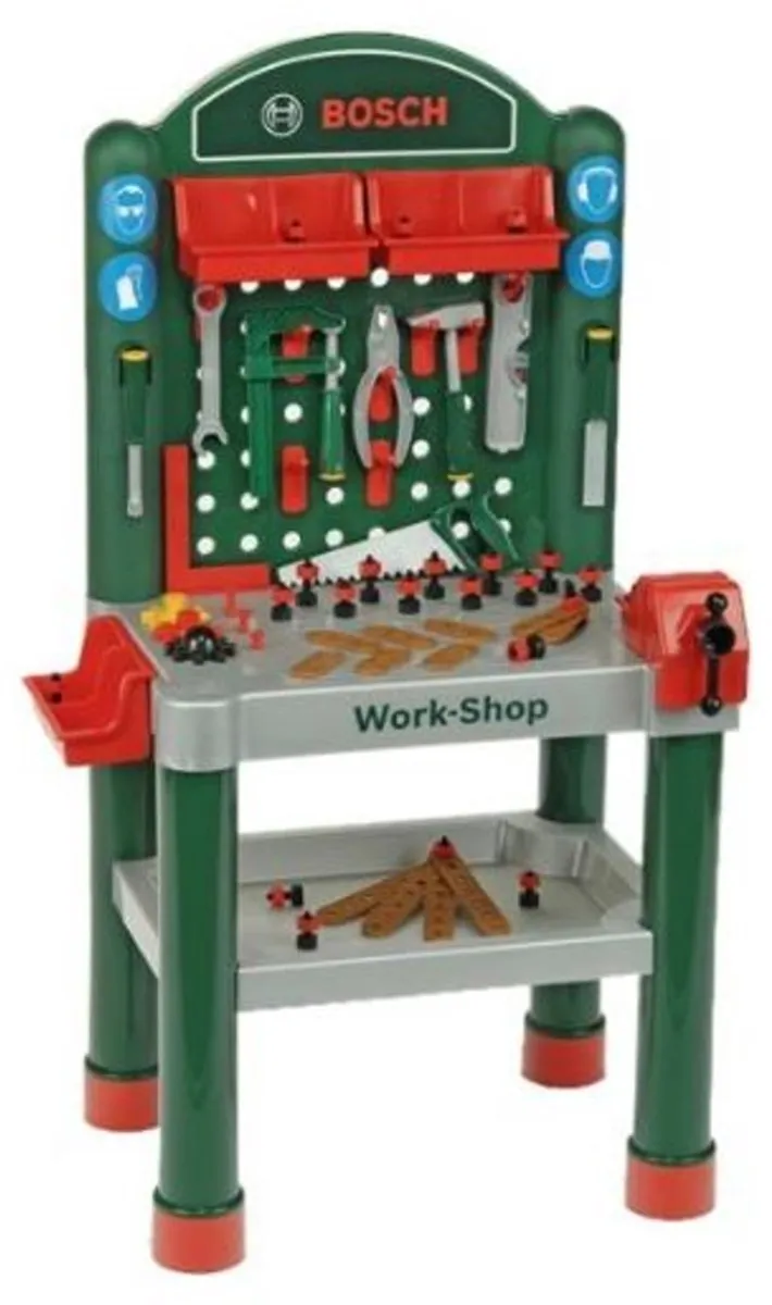 Klein Toys Bosch Mini Multifunctionele Speelgoedwerkbank - 79 Accessoires - Groen