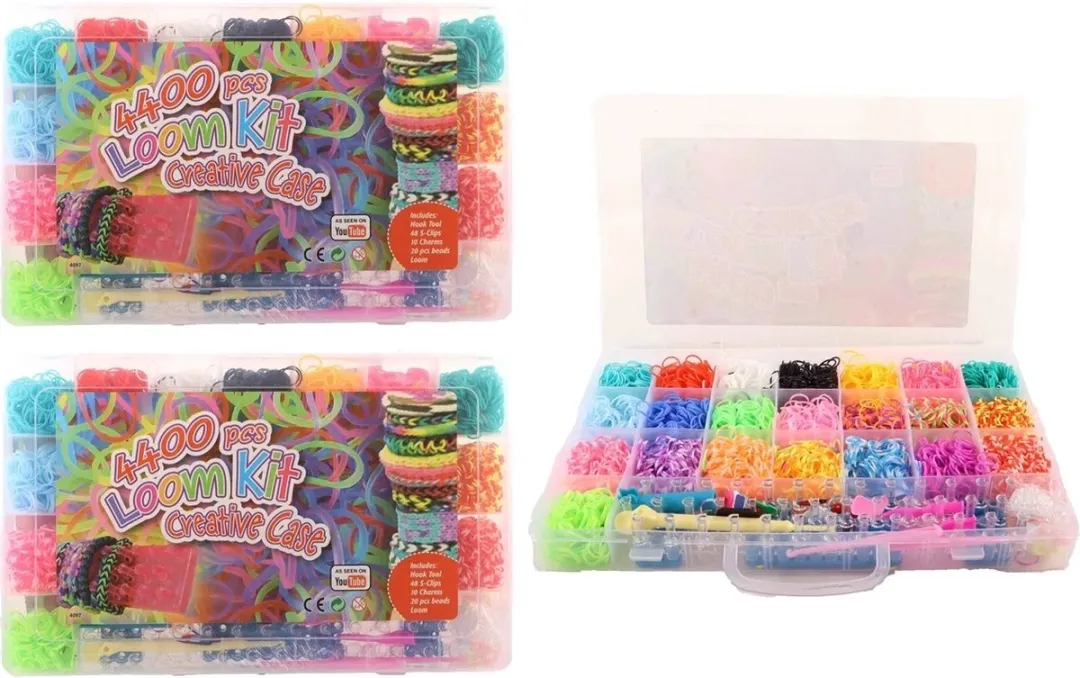 Loombandset creatieve knutselset 4400-delig met opbergbox.