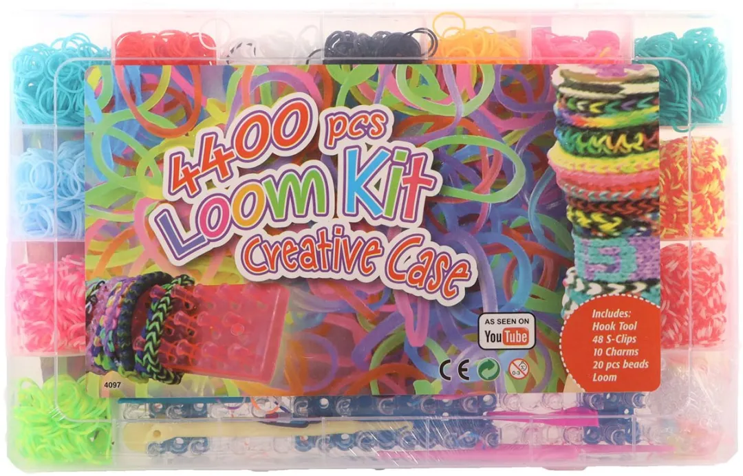 Loombandset creatieve knutselset 4400-delig met opbergbox.