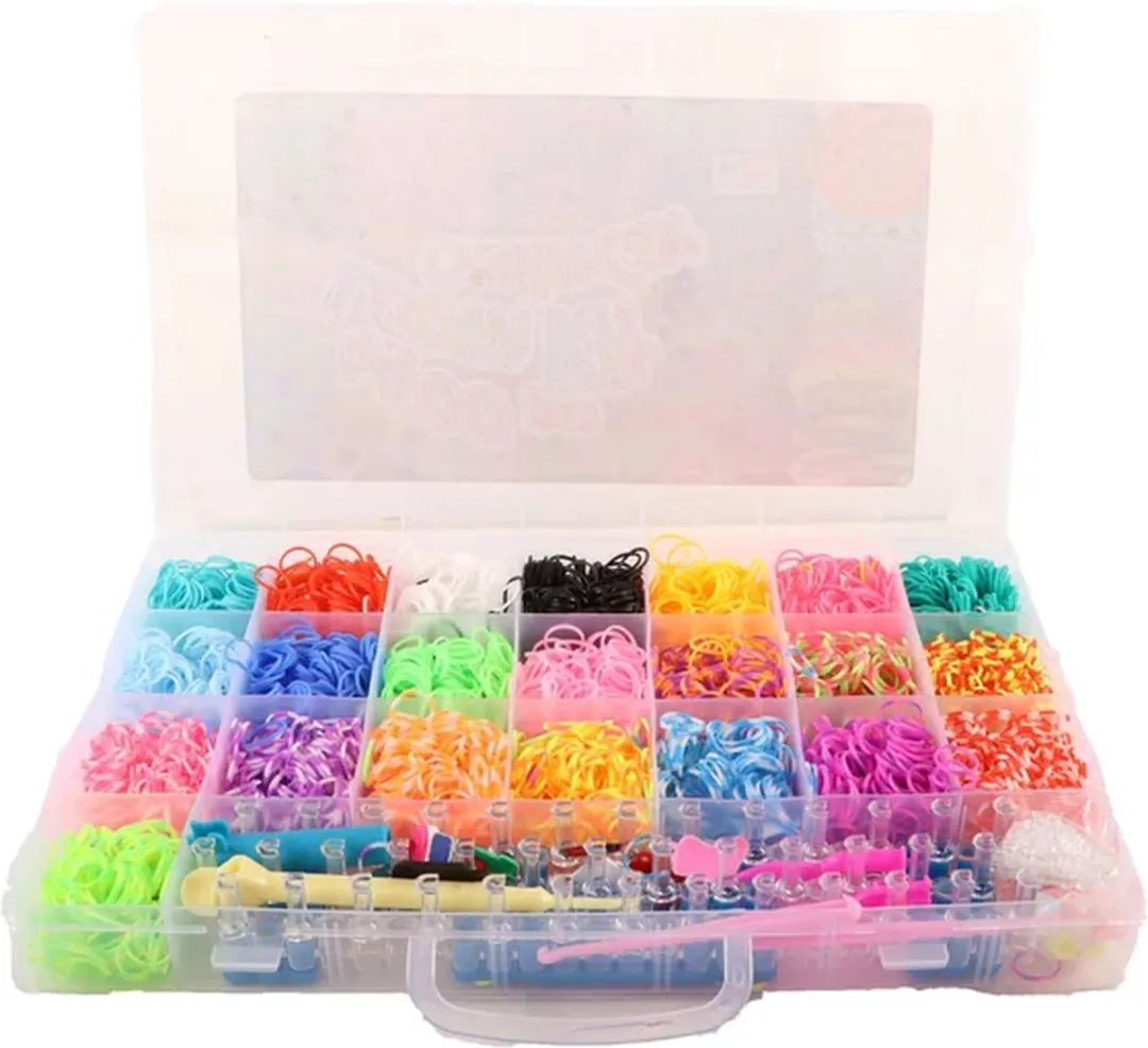 Loombandset creatieve knutselset 4400-delig met opbergbox.