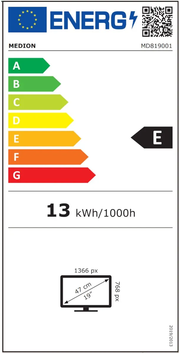 Medion E8192501 19 inch HD-tv - 12V - Drievoudige tuner - Zwart