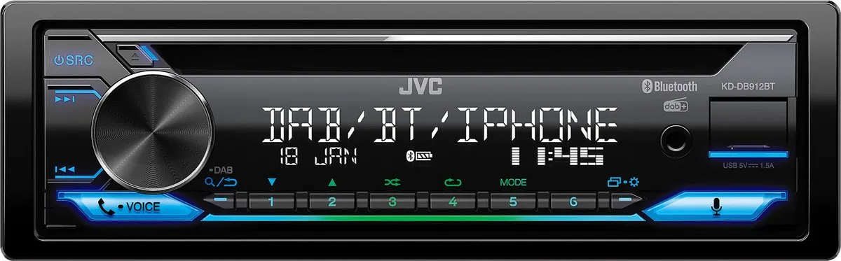 JVC KD-DB912BT Autoradio - 4 Kanalen 50W - Zwart