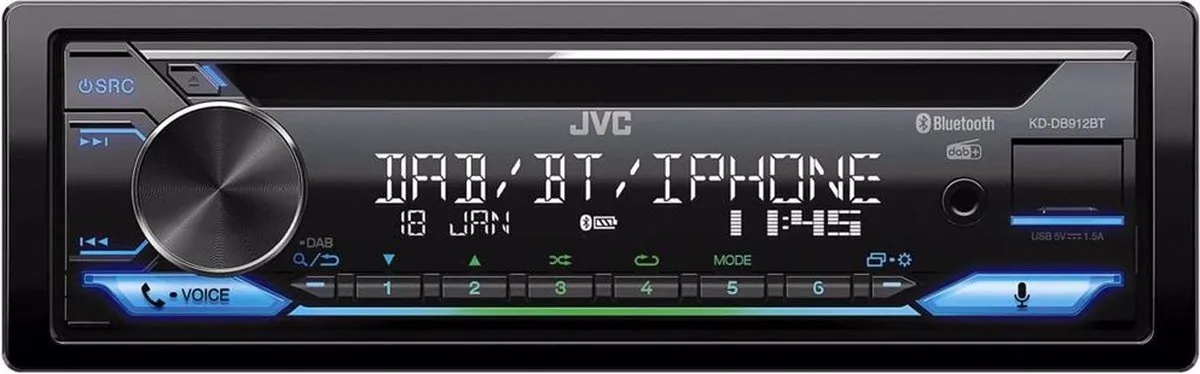 JVC KD-DB912BT Autoradio - 4 Kanalen 50W - Zwart