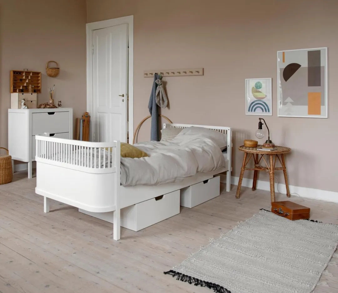 Sebra Junior & Grow Ledikant + Eenpersoons Bed - Wit