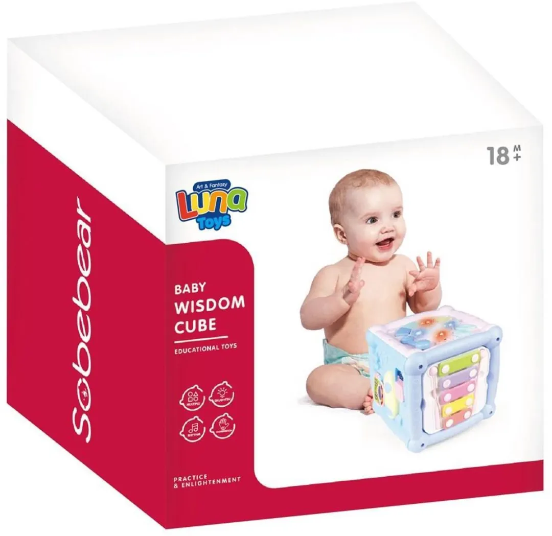 Luna Toys Activiteiten Kubus – Muziek & Licht – 15×15×20 cm – Educatief Baby Speelgoed