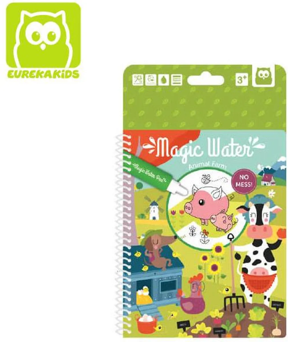 Eurekakids Magic Tekenboek met Water - Water Doodle Boek Boerderij - Tekenen met Waterstift