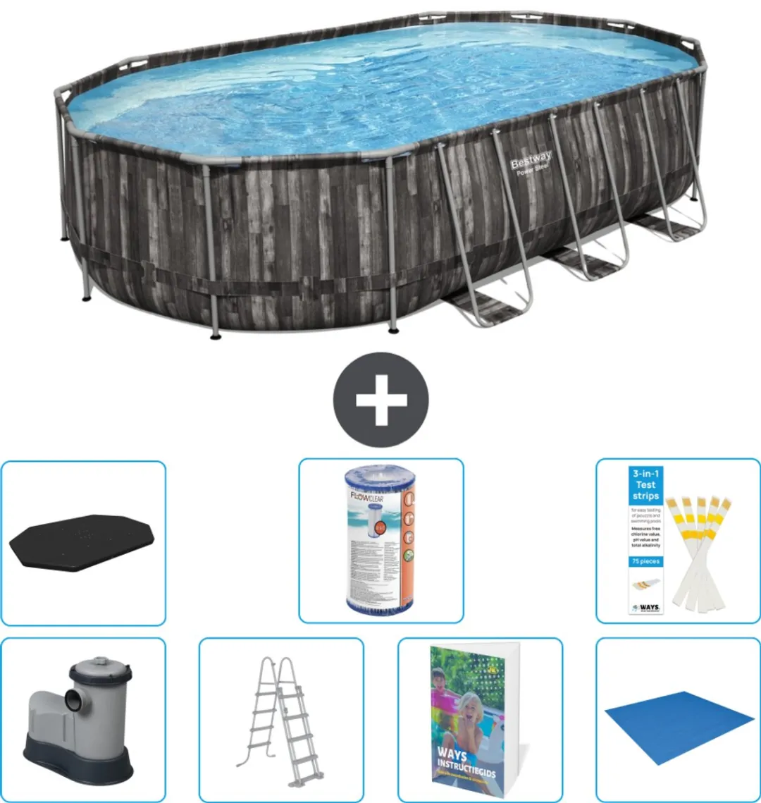 Bestway Ovaal Power Steel Zwembad 610x366x122cm