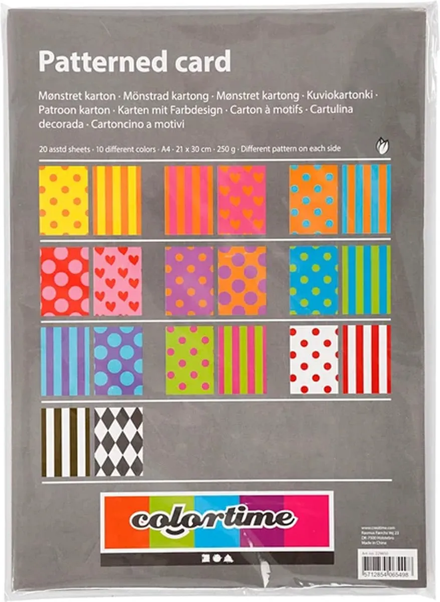 Creativ Company Creotime Patroonkarton A4 - 20 Stuks Multicolor