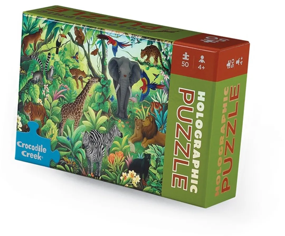 Crocodile Creek Holografisch Jungle Puzzel 50 Stuks CC78094 - Multicolor