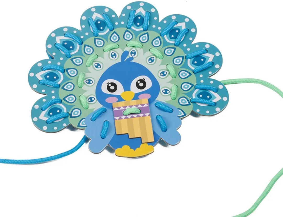 Eurekakids Lacing Animals - Veters Rijgen met 8 Sjablonen - Nostalgisch Speelgoed - Educatief