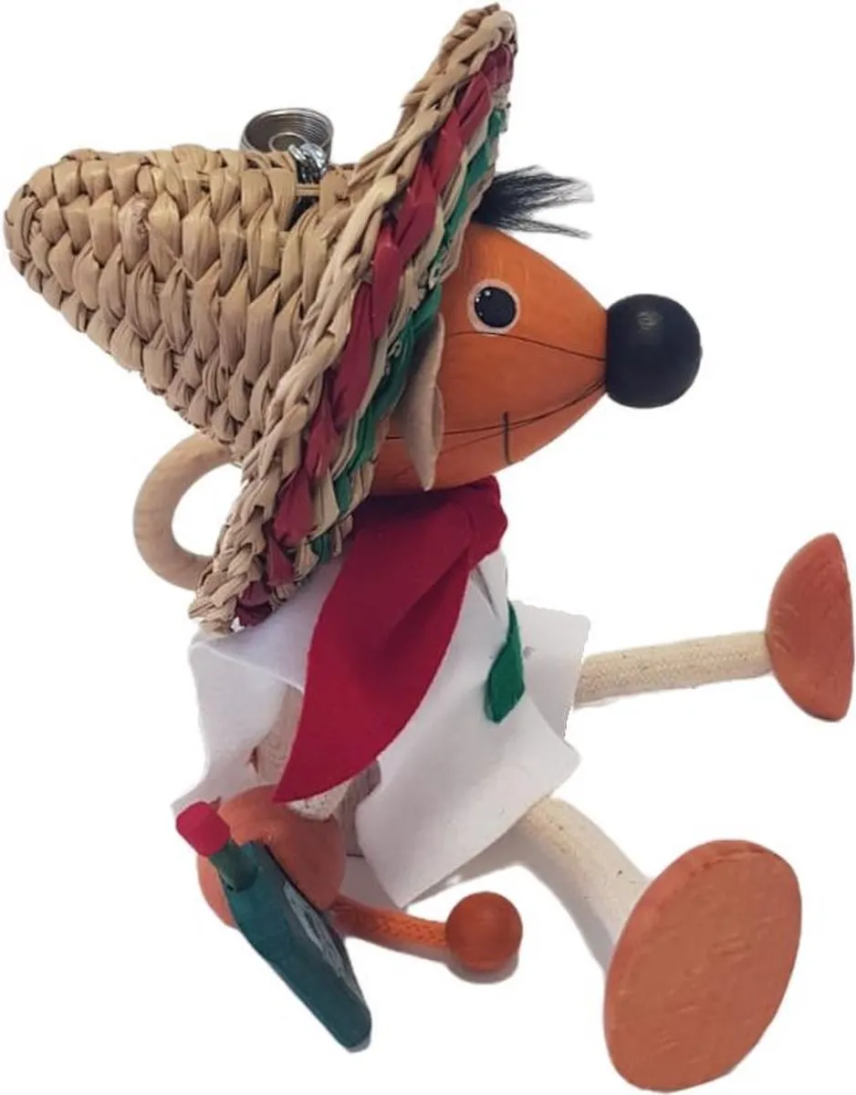 Tricky-Toy - Speelpoppetje - Ratón Mexicano - Mexicaanse Rat - Hout
