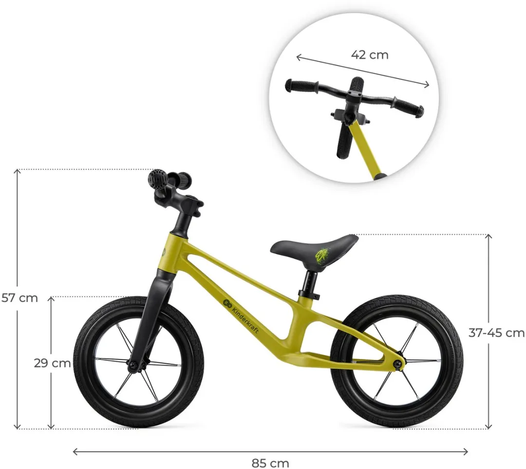 KinderKraft ETER Loopfiets 12" - Verstelbaar zadel - Lime