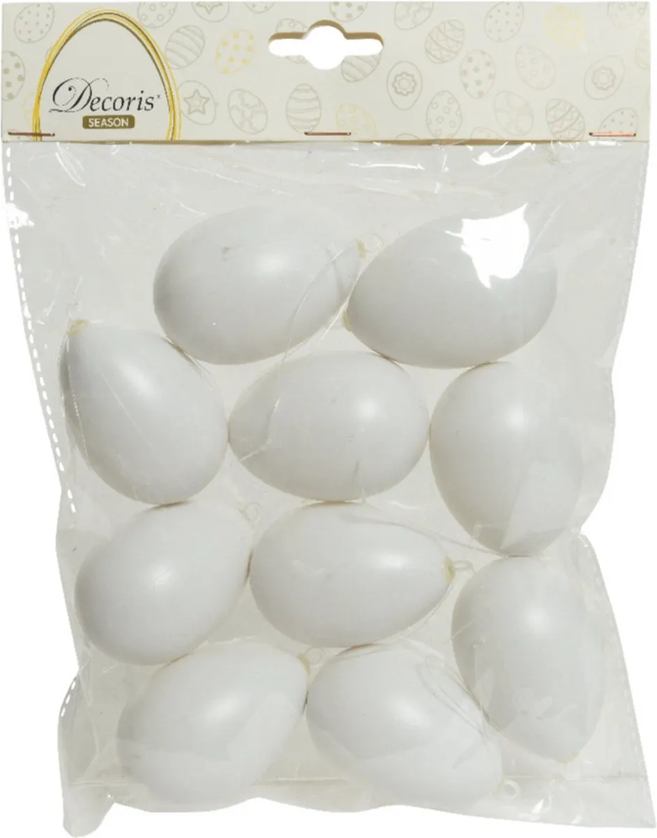 Decoris Hobby Eieren Kunststof Wit - 10 Stuks