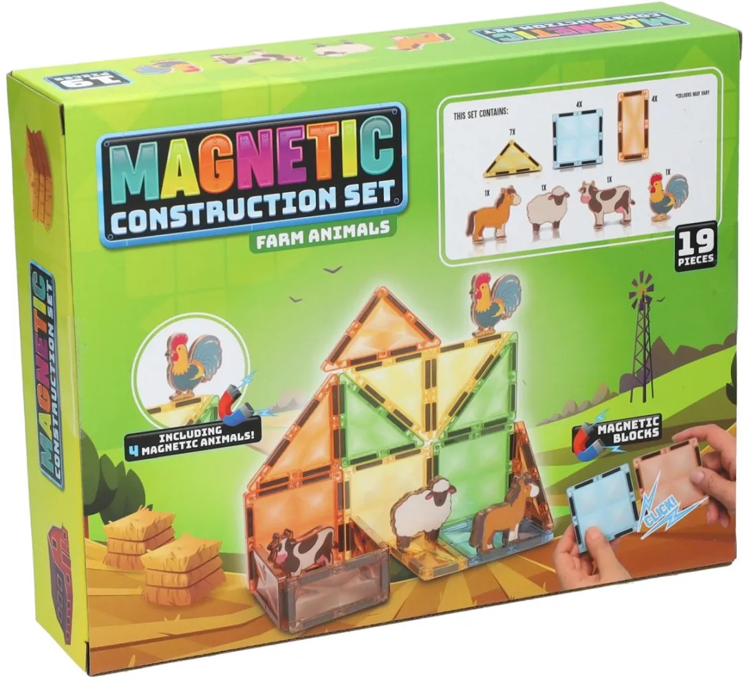 Toi-Toys Magneet Bouwset Boerderijdieren - 19-delig - Multicolor