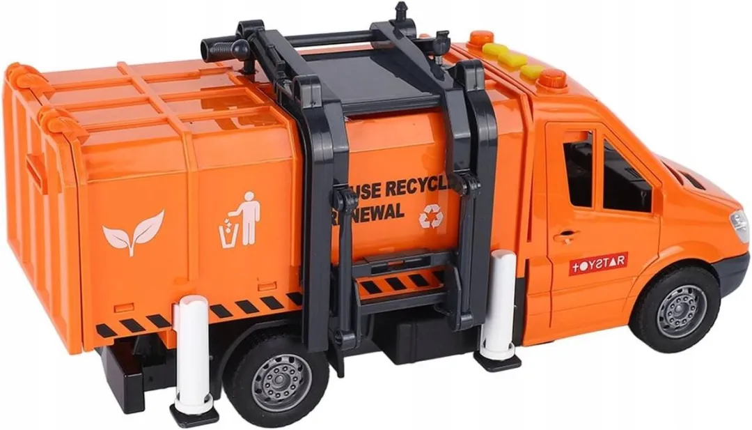 Toystar Vuilniswagen met Hefbare Container - Oranje - afbeelding 5 van 5