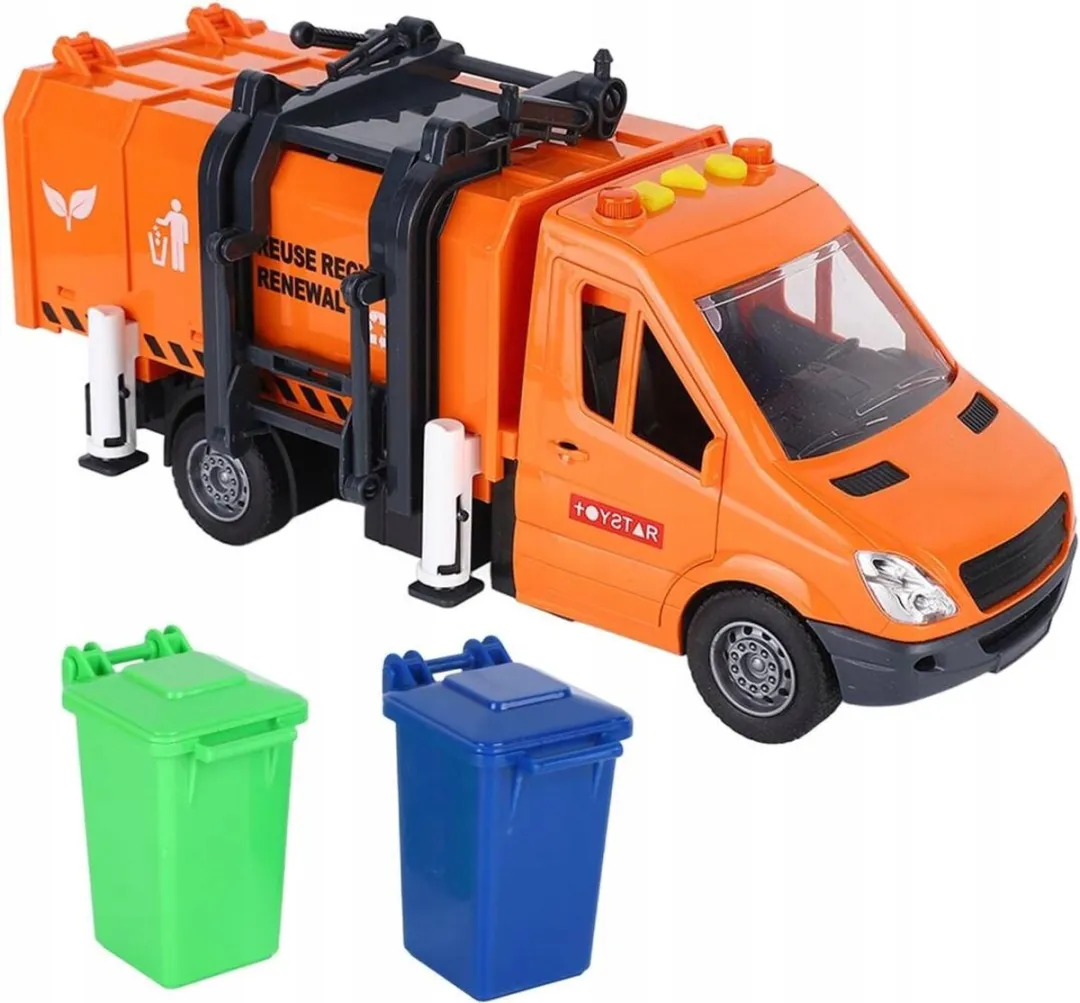 Toystar Vuilniswagen met Hefbare Container - Oranje - afbeelding 2 van 5