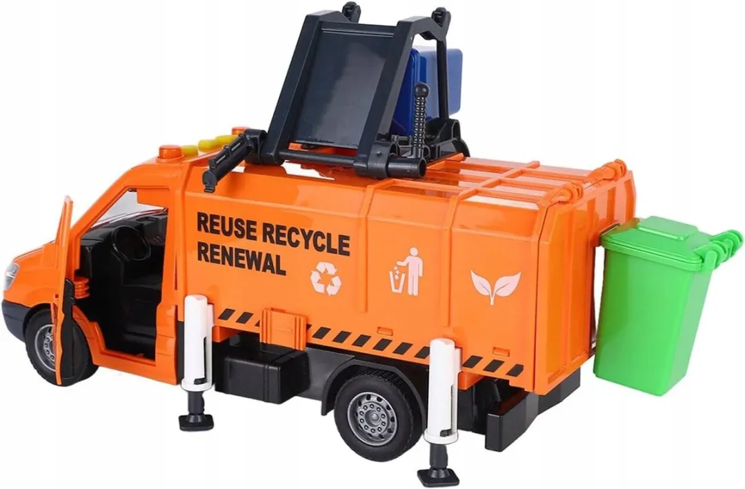 Toystar Vuilniswagen met Hefbare Container - Oranje - afbeelding 3 van 5