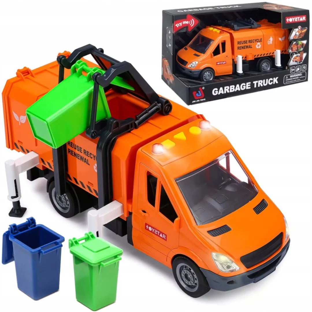 Toystar Vuilniswagen met Hefbare Container - Oranje - afbeelding 4 van 5