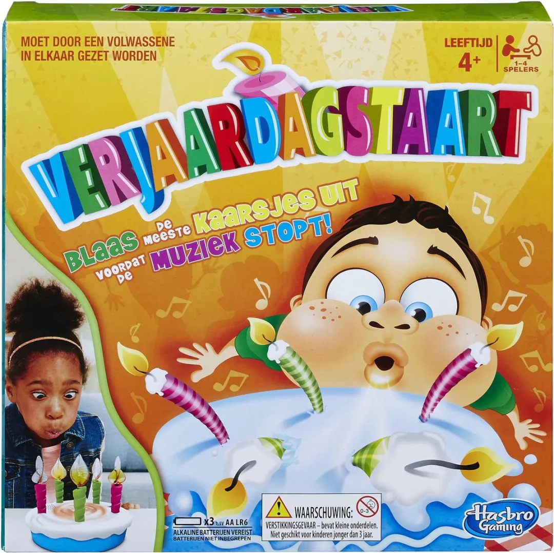 Hasbro Gaming Birthday Blow Out Verjaardagstaart - 5 Kaarsjes - 3x Penlite