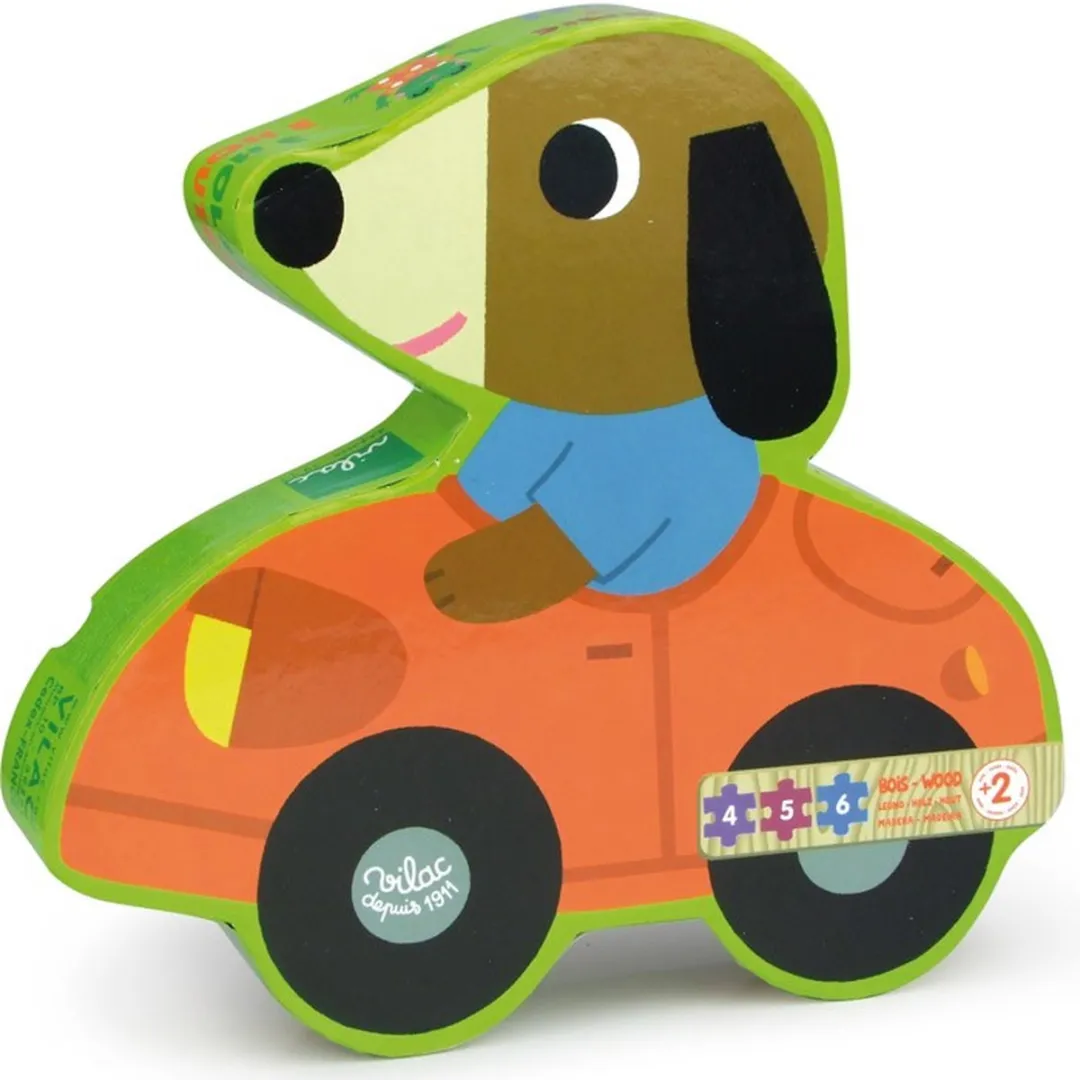 Vilac Fangio de Hond Houten Puzzels 3x15 Stuks