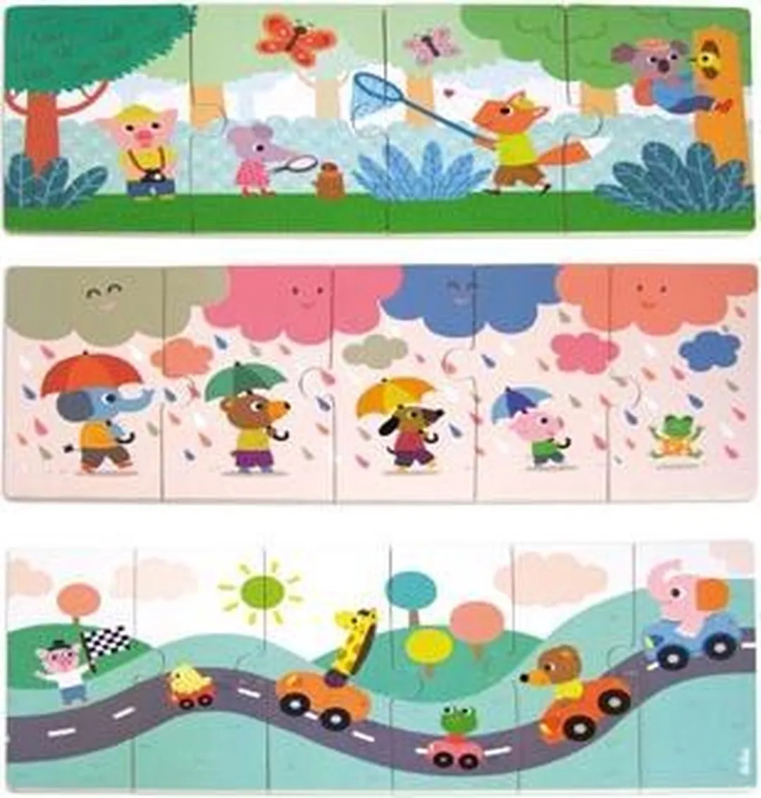 Vilac Fangio de Hond Houten Puzzels 3x15 Stuks - Multicolor