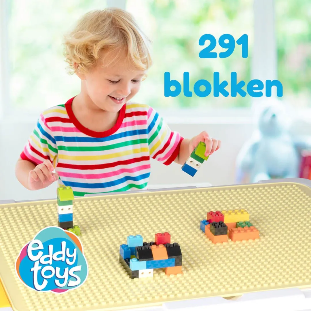 Eddy Toys Bouwblokkentafel 300 Delig - 48x35x31cm - Multicolor