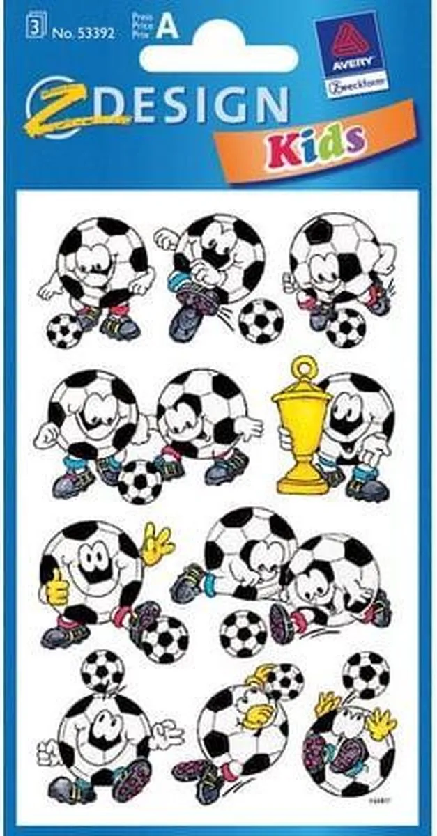 Avery Stickervel Voetbal 7,6x12cm Zwart/Wit